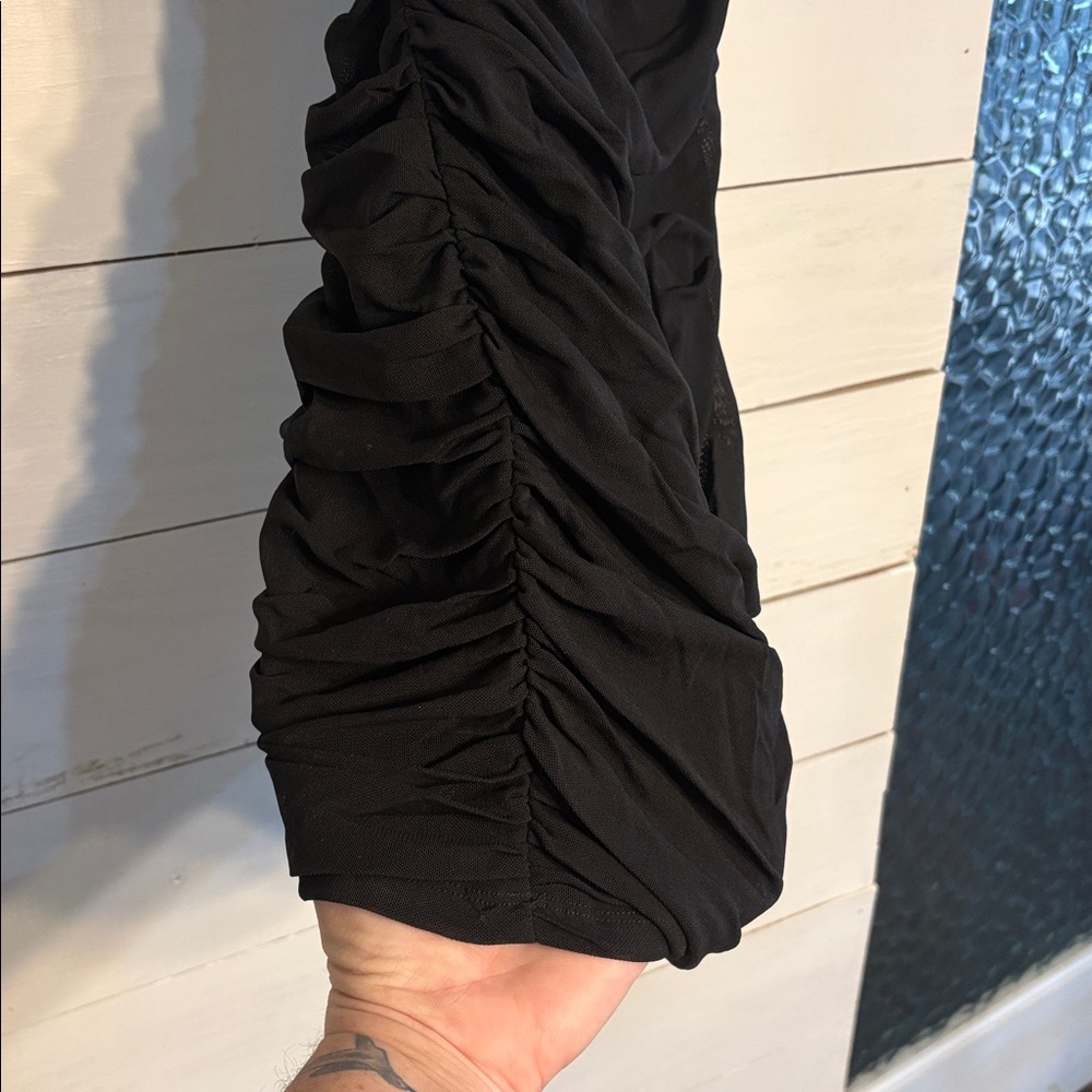 Hello Molly Black Ruched Mini Dress - Picture 4 of 6